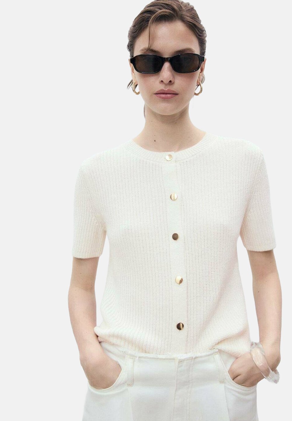 

Кардиган SHORT-SLEEVED Mango, кремовый