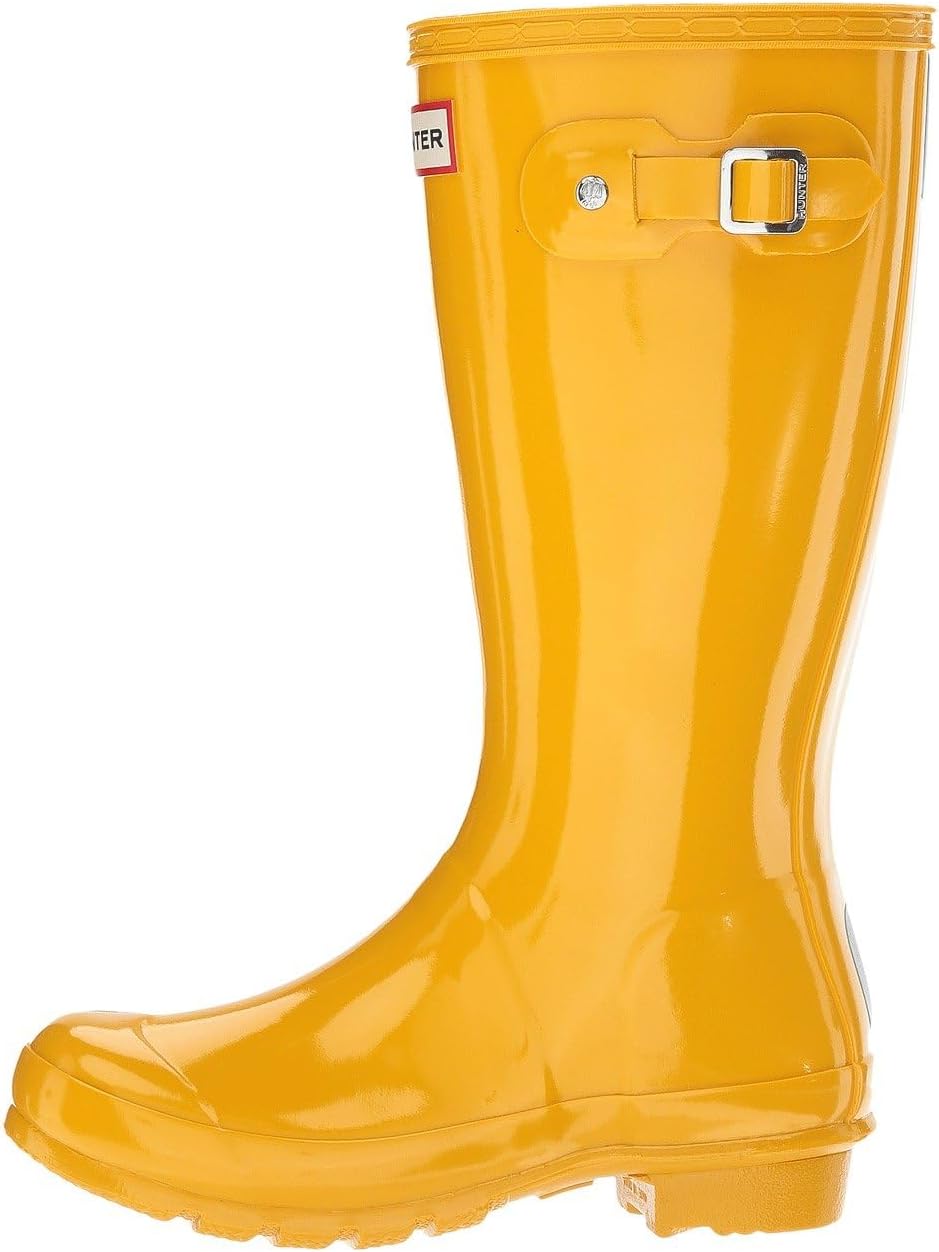 Оригинальные детские резиновые сапоги Hunter Kids Gloss (малыши/большие дети), желтый — фото 4