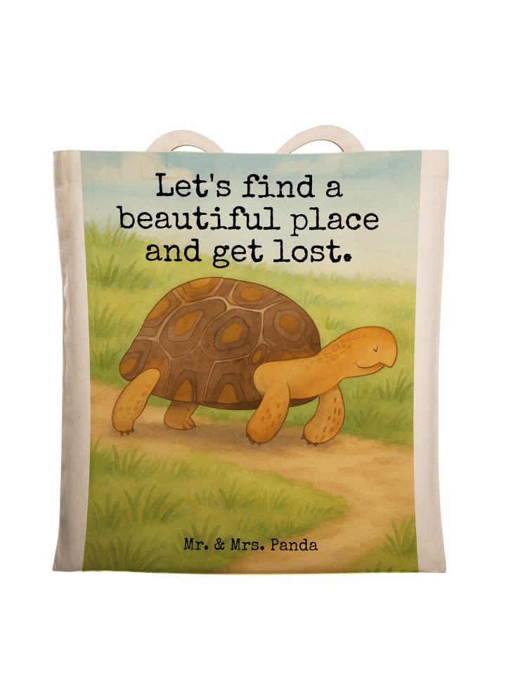 

Mr. & Mrs. Panda Сумка-шоппер с изображением черепахи от MHerzieren, с надписью белого цвета