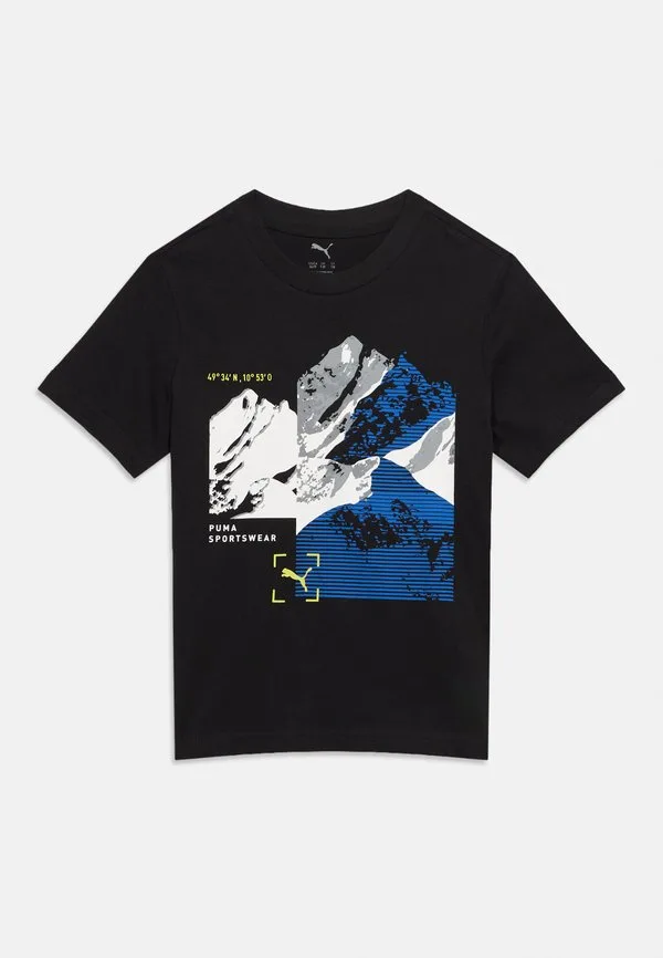 Спортивная футболка с графическим изображением гор Puma, Black — фото 3
