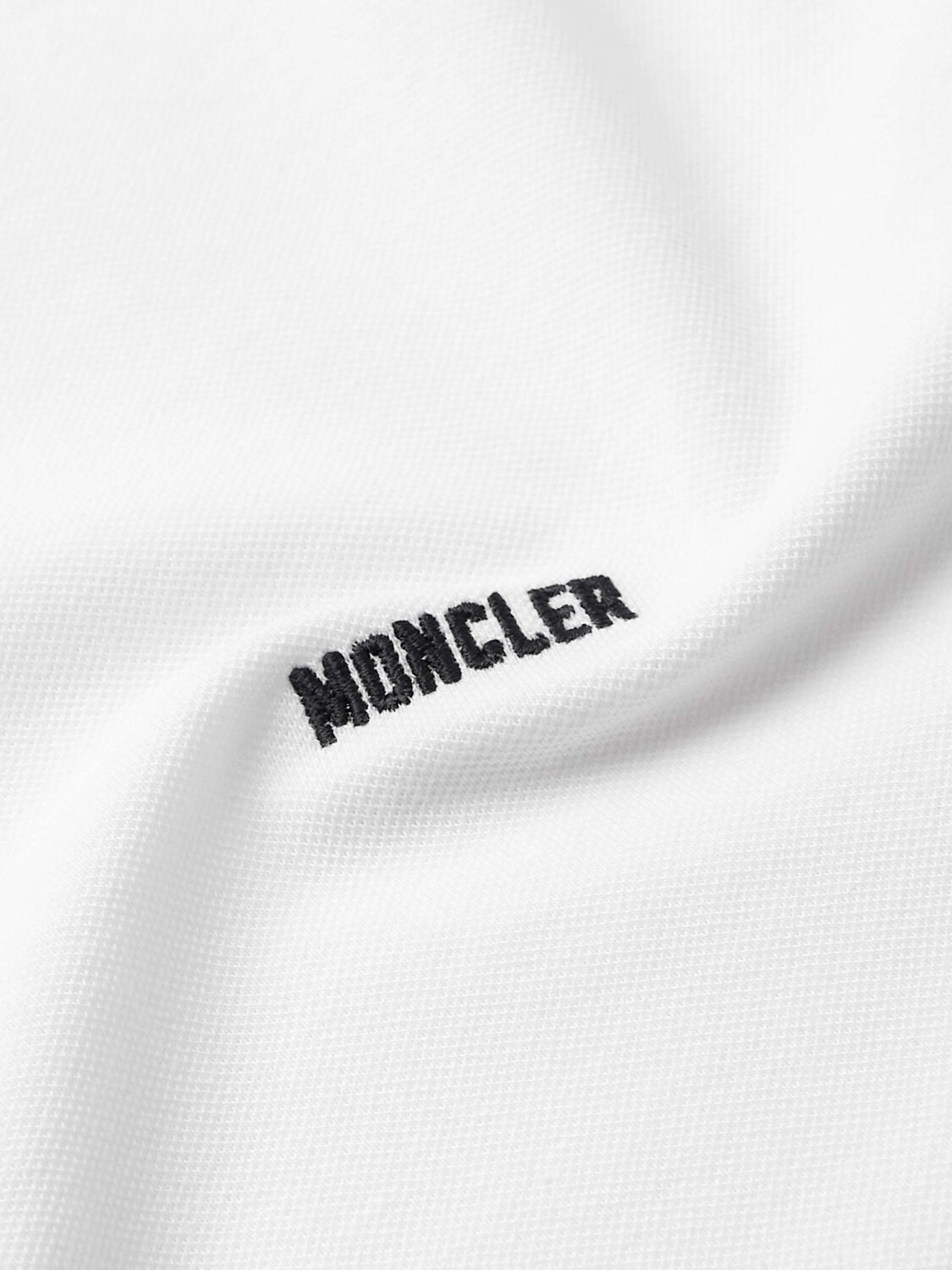 Рубашка поло из хлопка-пике с вышитым логотипом MONCLER, белый — фото 3