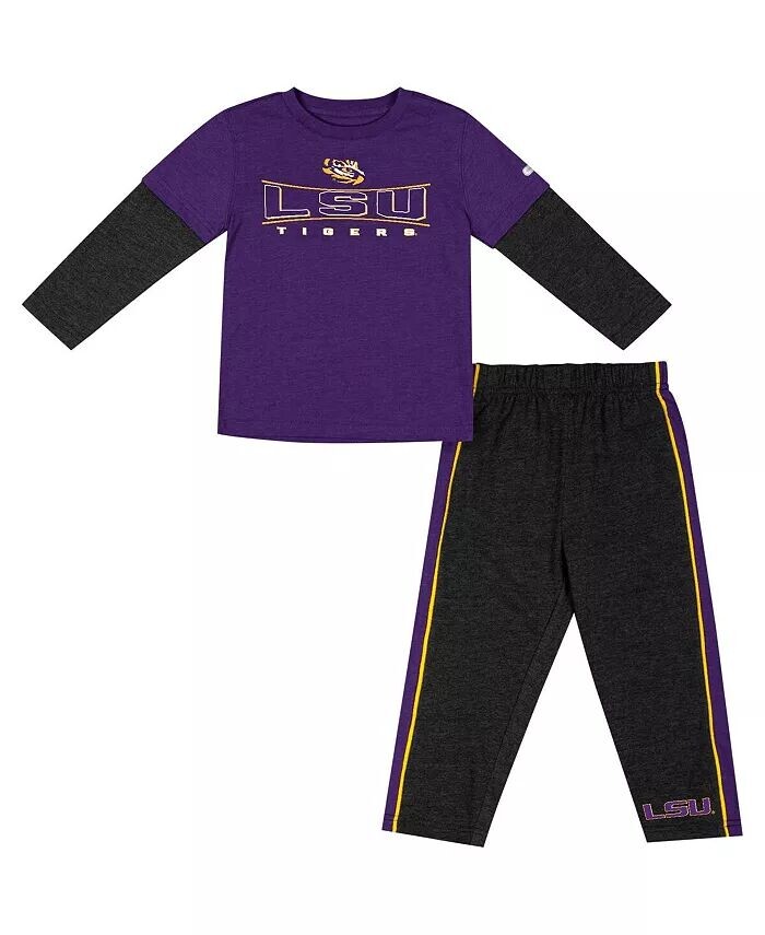 

Комплект из футболки и штанов с длинными рукавами LSU Tigers для мальчиков и девочек фиолетового и черного цветов Colosseum, фиолетовый