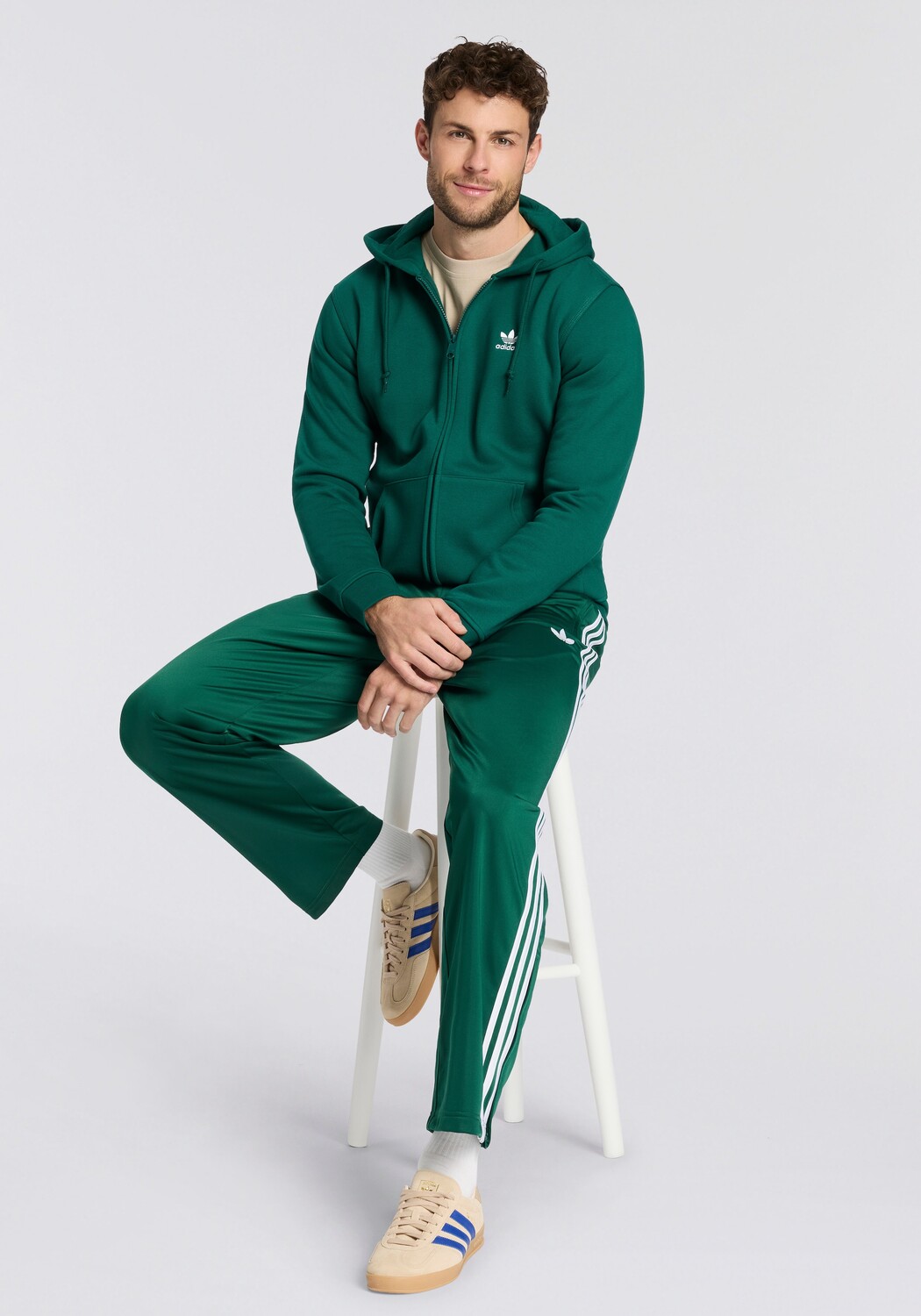 Adidas Originals Толстовка на молнии 'Trefoil Essentials' в зеленом цвете — фото 3