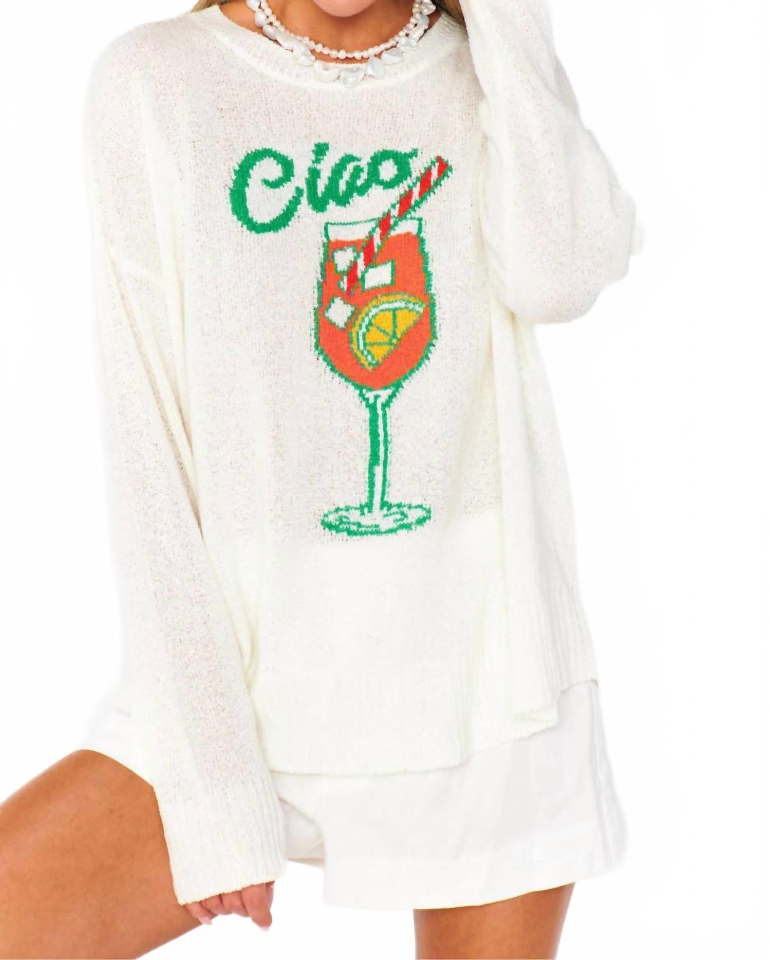 

Вязаный свитер с принтом Ciao Cocktail Show Me Your Mumu, Ciao Cocktail Graphic