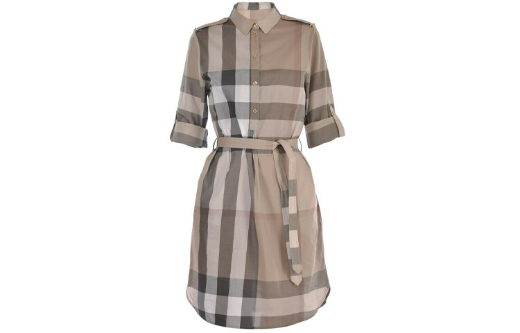 

Платье в клетку Burberry, хаки