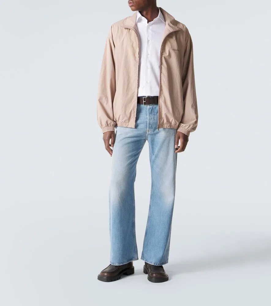 Блузка из хлопкового поплина с логотипом Acne Studios, бежевый — фото 3