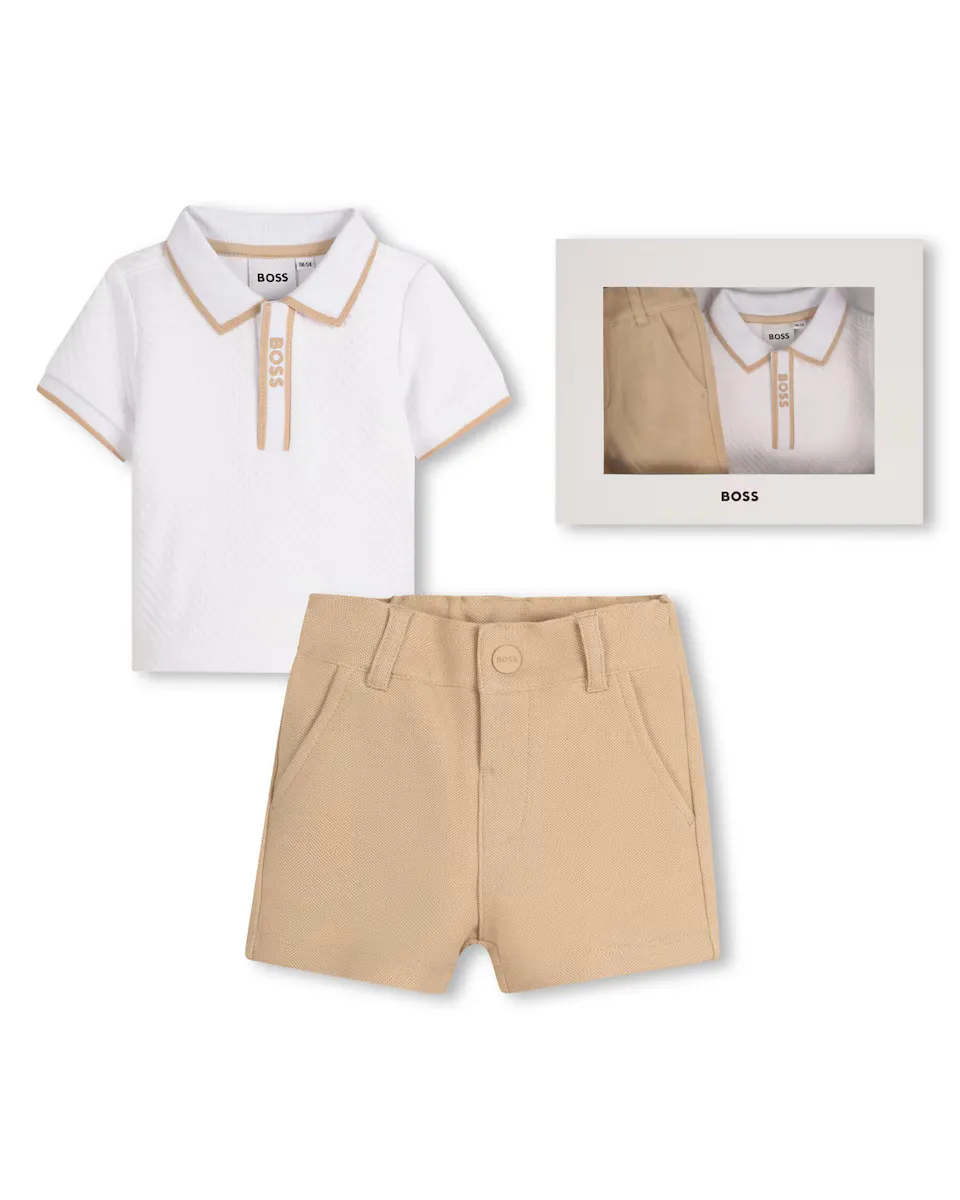 

Белый комплект с короткими рукавами для мальчика BOSS Kidswear