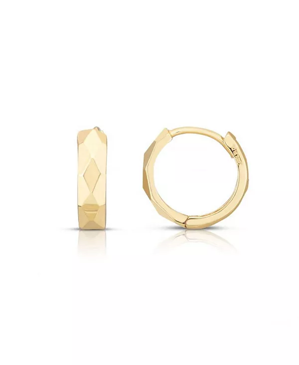 

Миниатюрные граненые золотые серьги-кольца Huggie Hoops, 14-каратное золото The Lovery, gold