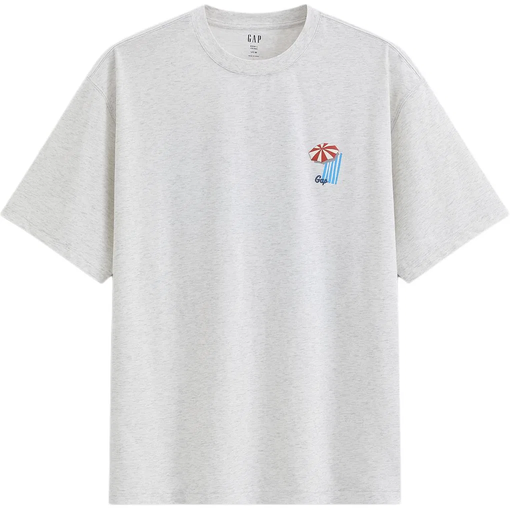 Футболка с круглым вырезом GAP Crew Neck бежево-серый