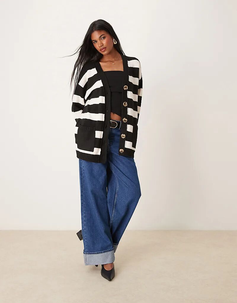 

Кардиган средней длины с отделкой швами в полоску Miss Selfridge