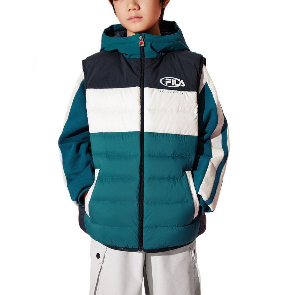 Пуховая жилетка Down Vest FILA KIDS, синий — фото 4