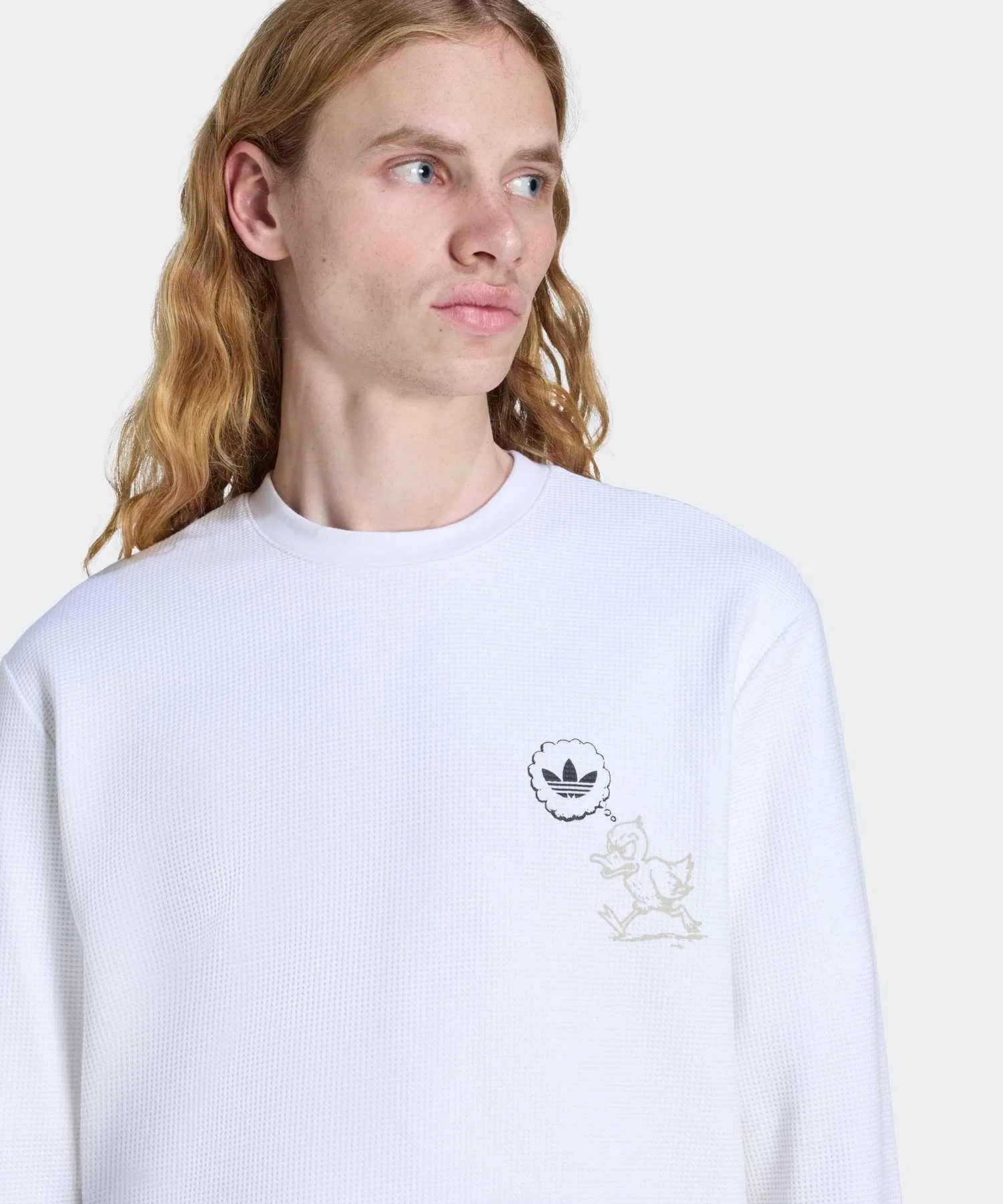 Унисекс футболка Adidas Originals Waffle Workwear с длинными рукавами белая — фото 3
