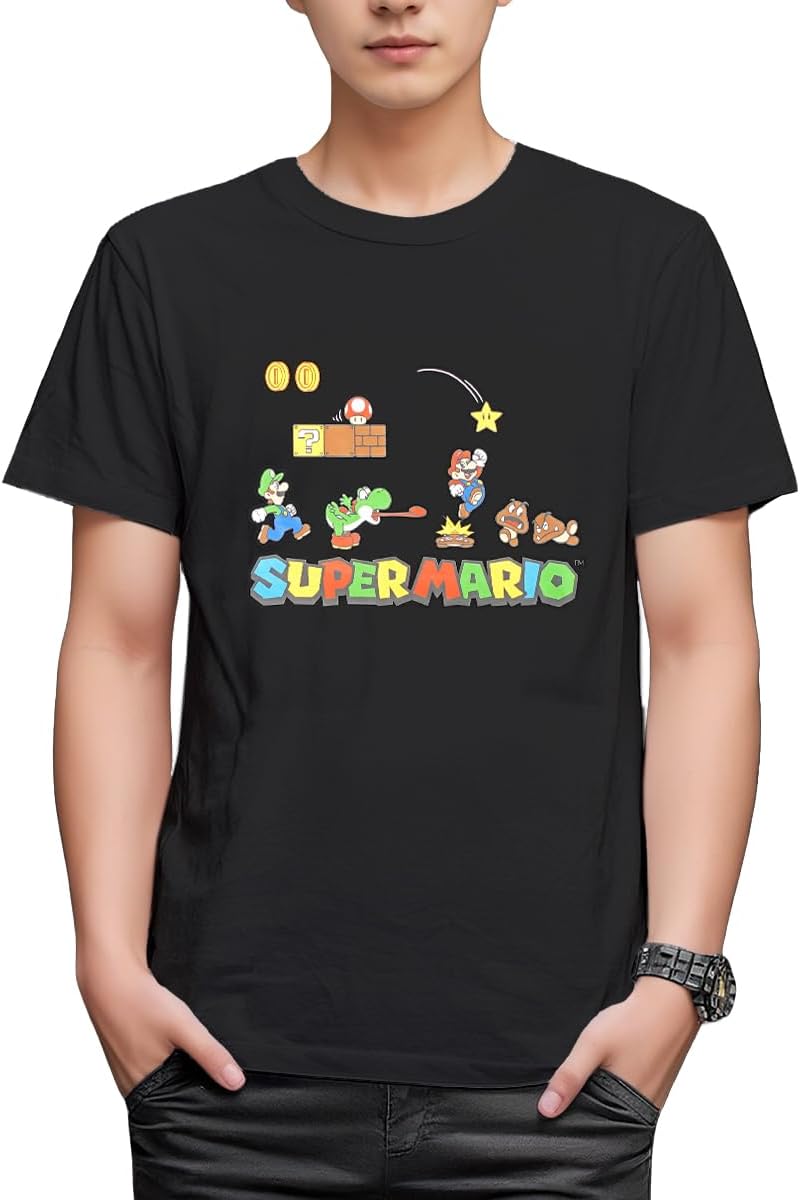 

Футболка Finplus Super Mario Stage с коротким рукавом, Марио, Луиджи, Йоши, мужская Fine Plus, черный