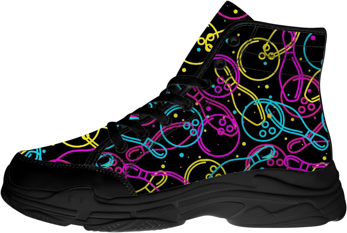 

Кроссовки Quorax для мужчин и женщин с высоким верхом для боулинга, на шнуровке, из холста, подарок для него и для нее, 3102 Bowling Colorful