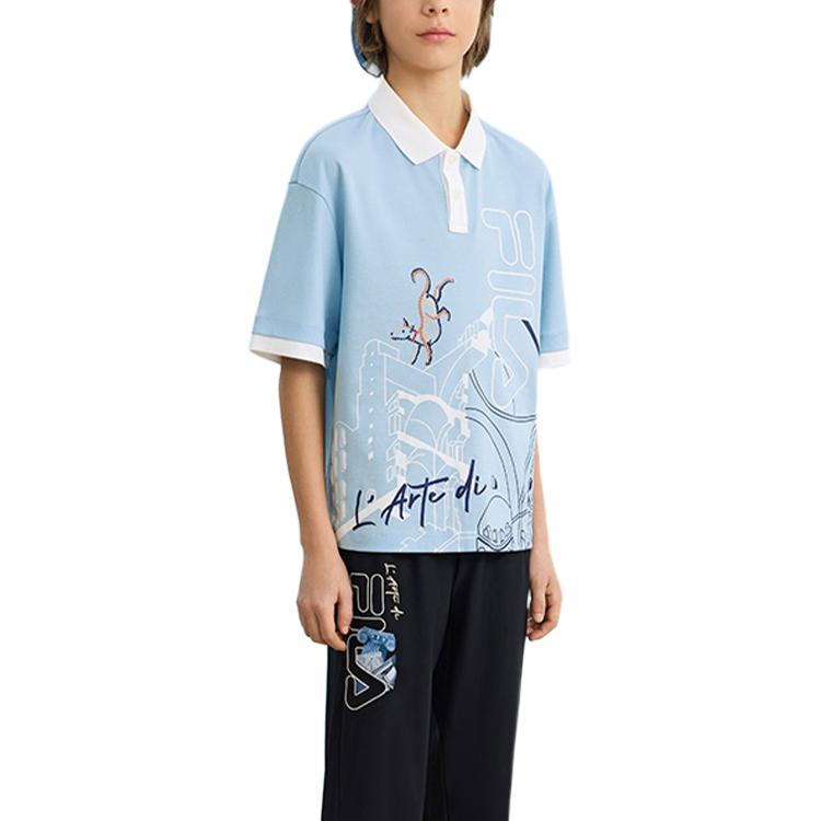 Поло светлый ocean blue для подростков FILA KIDS, синий — фото 2