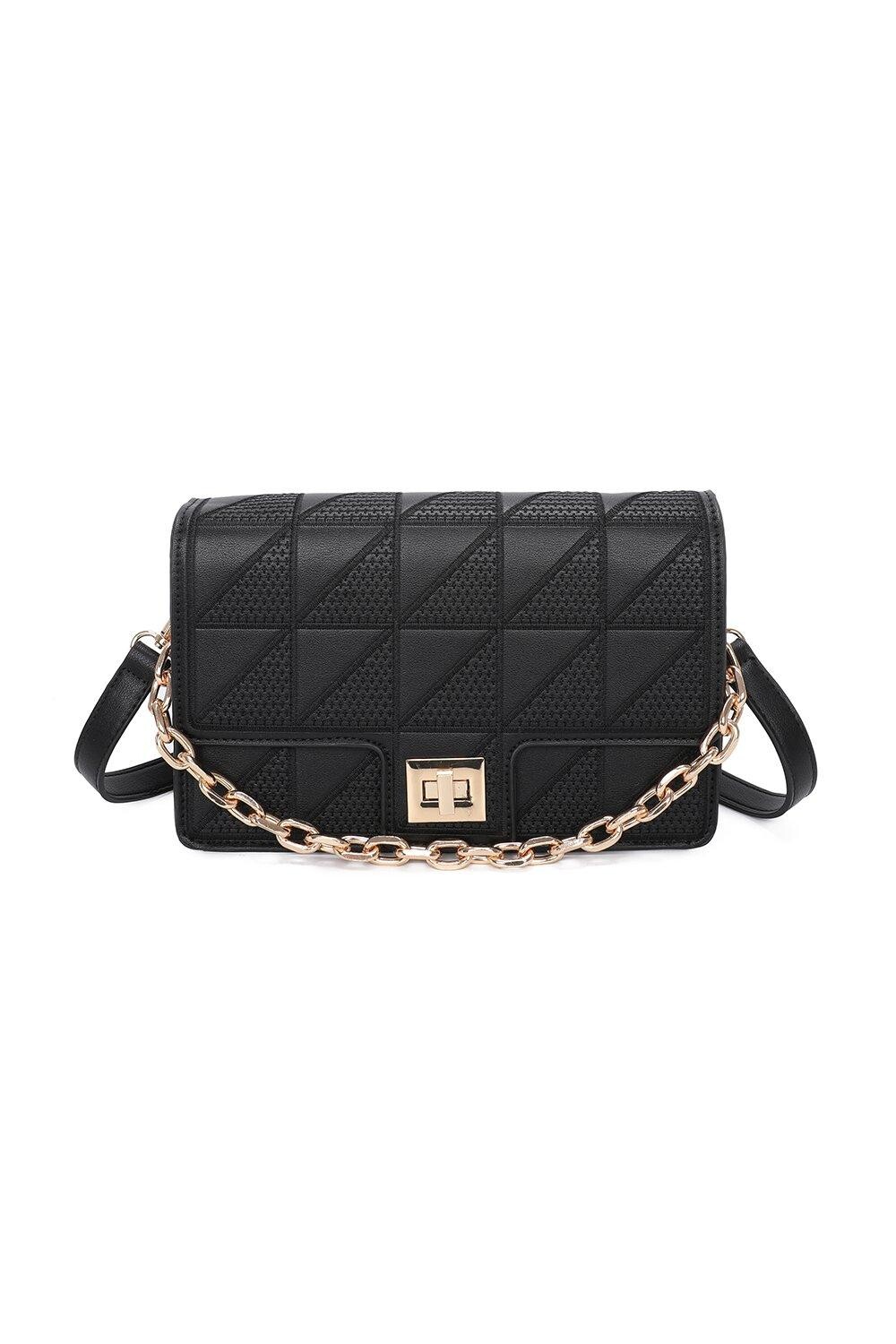 

Сумка на плечо Samga из искусственной кожи с треугольным узором и цепочкой Fontanella Fashion, черный