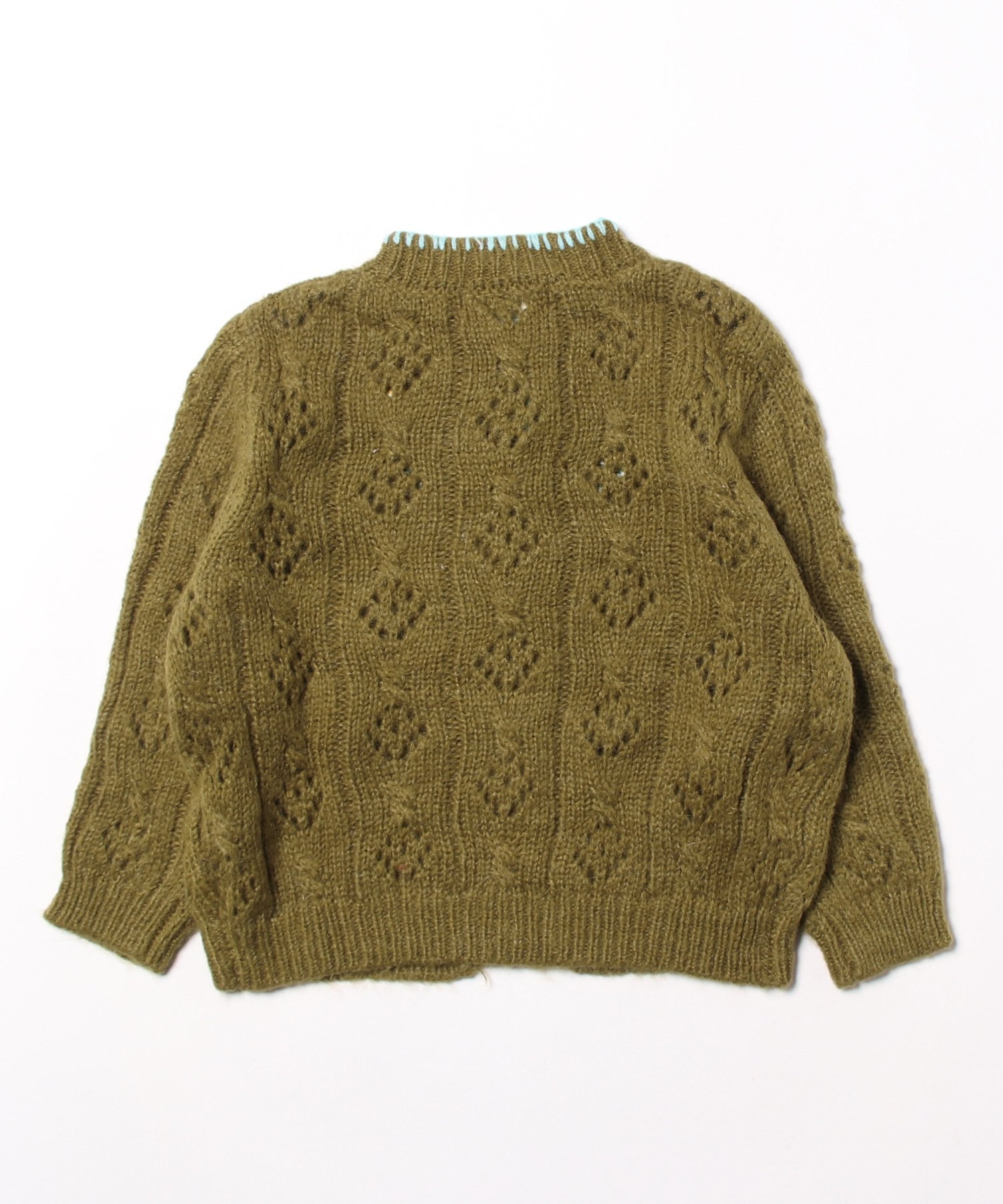 Корейский детский вязаный кардиган с подсолнухами Aimoha Kids, green — фото 4