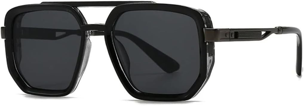 

Популярные модные солнцезащитные очки с двойной перемычкой, квадратной формы, женские, в стиле ретро, ​​с заклепками, мужские, в стиле панк, с защитой от УФ-излучения UV400 TVTBBVV, Black Gun Grey