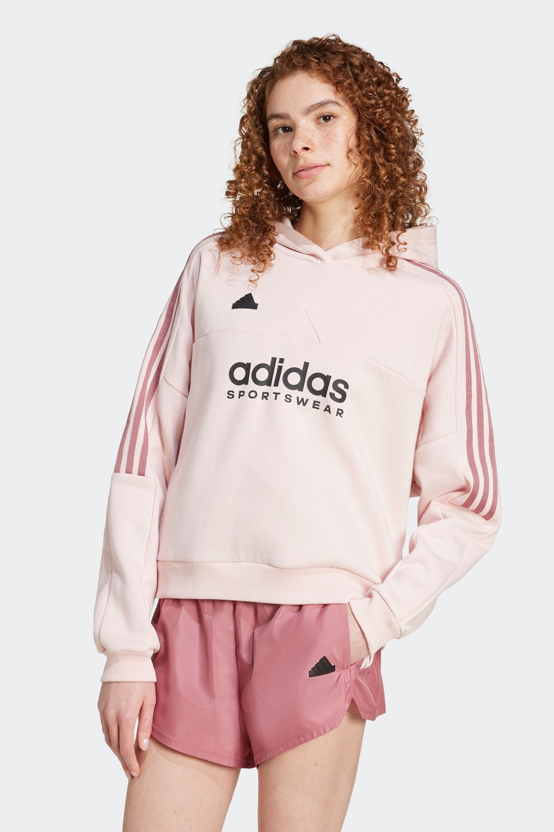 

Толстовка с капюшоном из флиса Tiro Adidas, розовый