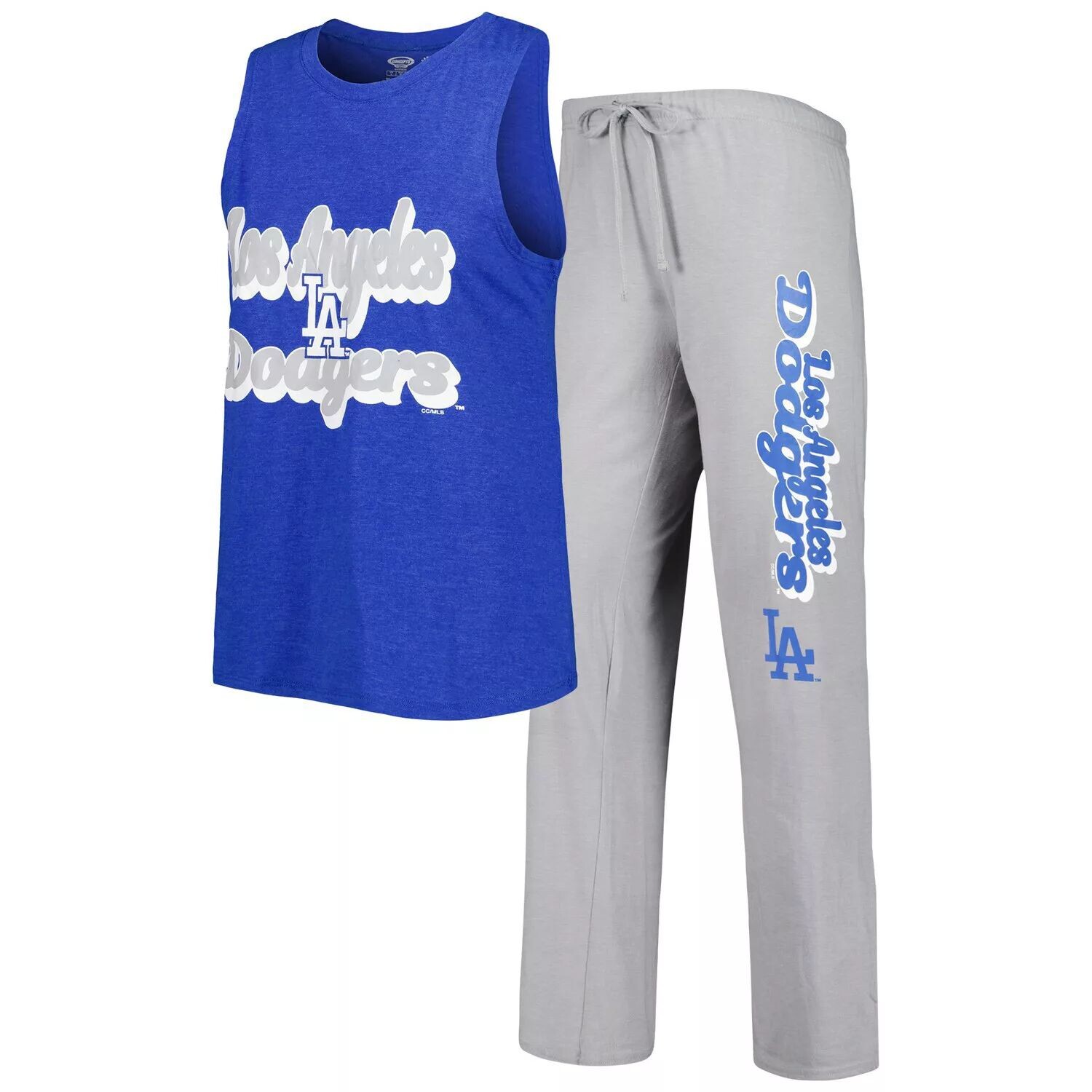 

Женский спортивный серый/королевский цвет Los Angeles Dodgers Wordmark Meter, майка и брюки для сна, комплект для сна