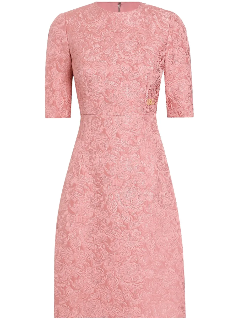 

Жаккардовое платье миди с цветочным узором DOLCE & GABBANA, розовый