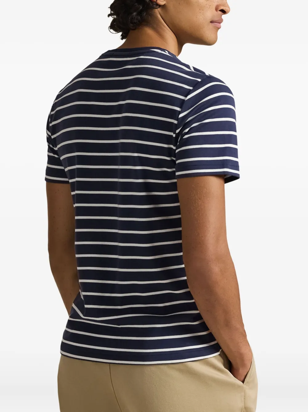 Полосатая футболка с логотипом Polo Ralph Lauren, синий — фото 4