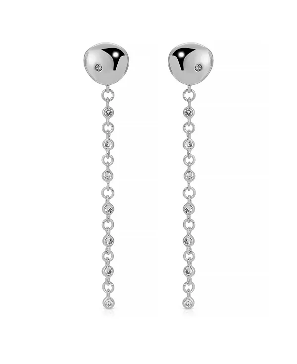 

Серьги-Подвески из полированных кристаллов с линейным кристаллом Ettika, rhodium