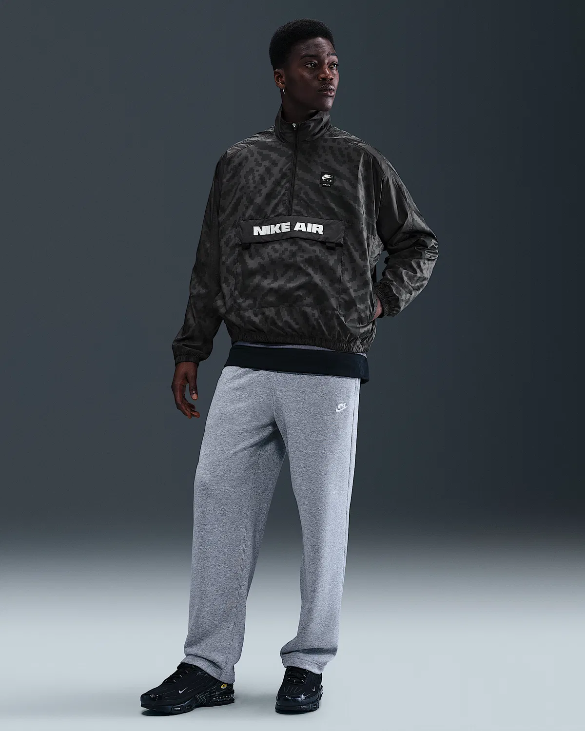 Мужская куртка Nike Air с полузастежкой, Anthracite/Black/Black — фото 4
