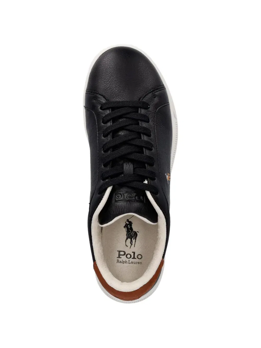 Кроссовки из кожи с вышивкой логотипа POLO RALPH LAUREN, черный — фото 4