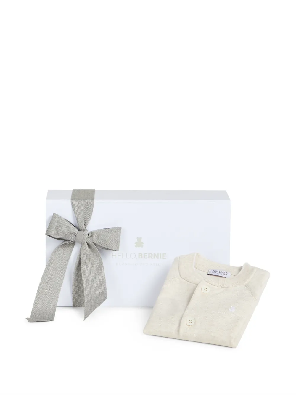 Легкий хлопковый кардиган Baby Bernie Brunello Cucinelli Kids, бежевый — фото 4
