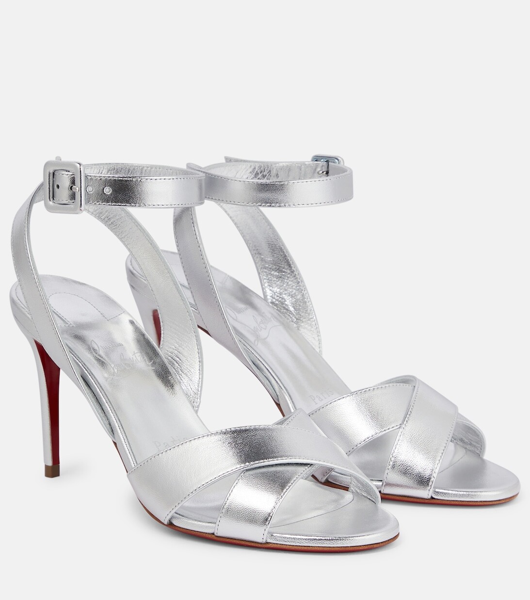 Сандалии Mariza 85 из металлизированной кожи Christian Louboutin, серебряный