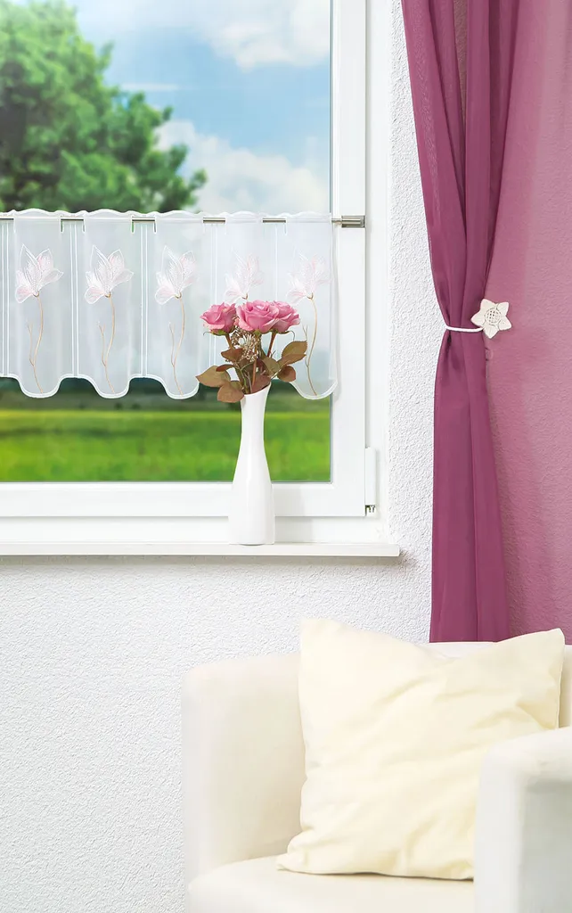 

Шторы Plauener Spitze, розовый