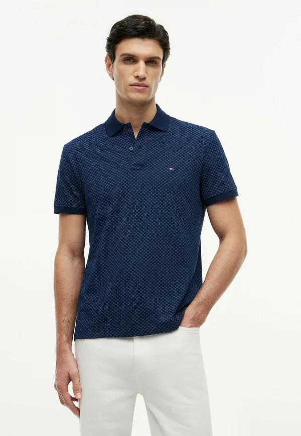 Поло Tommy Hilfiger Regular Fit с геометрическим принтом, угольно-синий