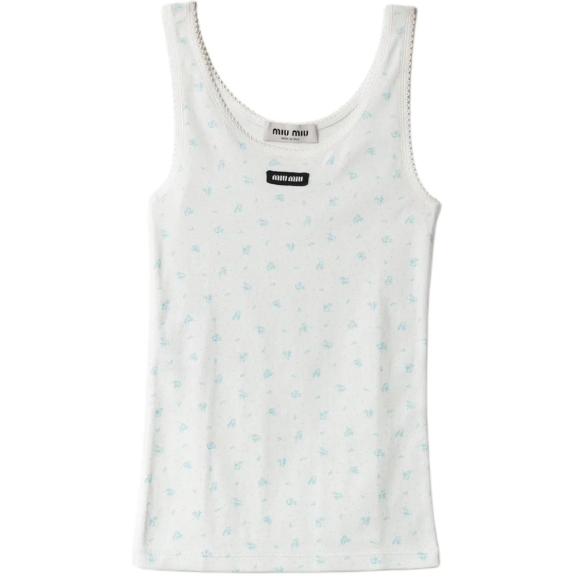Топ на бретелях с цветочным принтом MIU MIU, White Blue