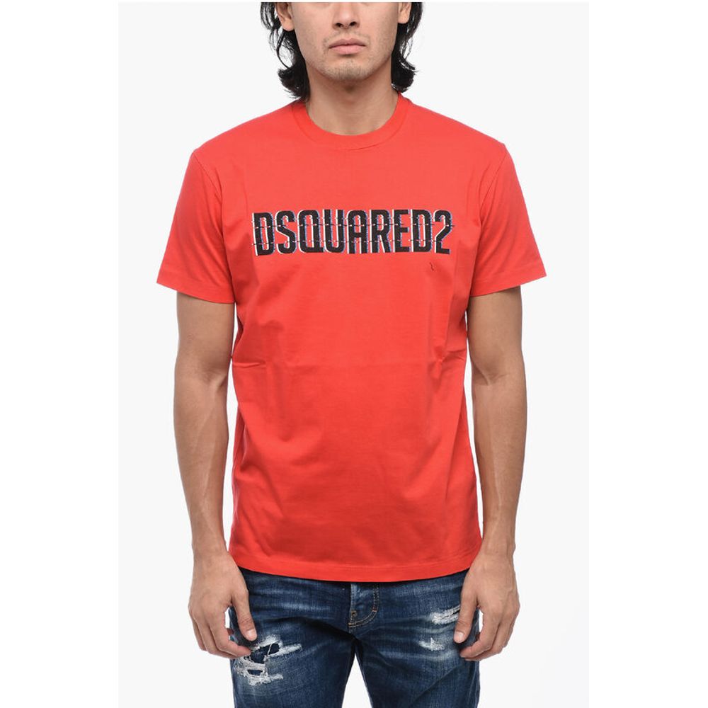 

Футболка из хлопка с круглым вырезом и логотипом Dsquared2, Red