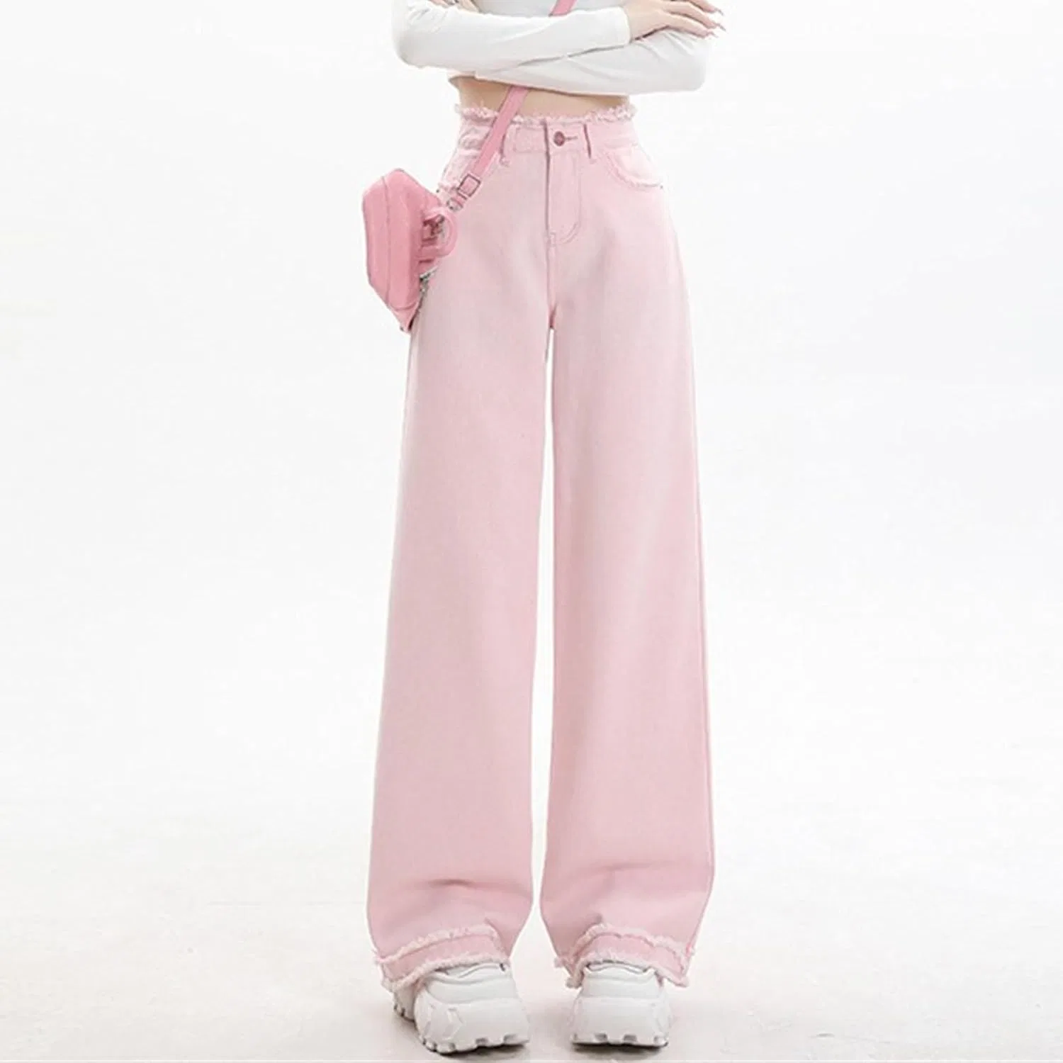 Джинсы свободные Cotton, Pink — фото 2