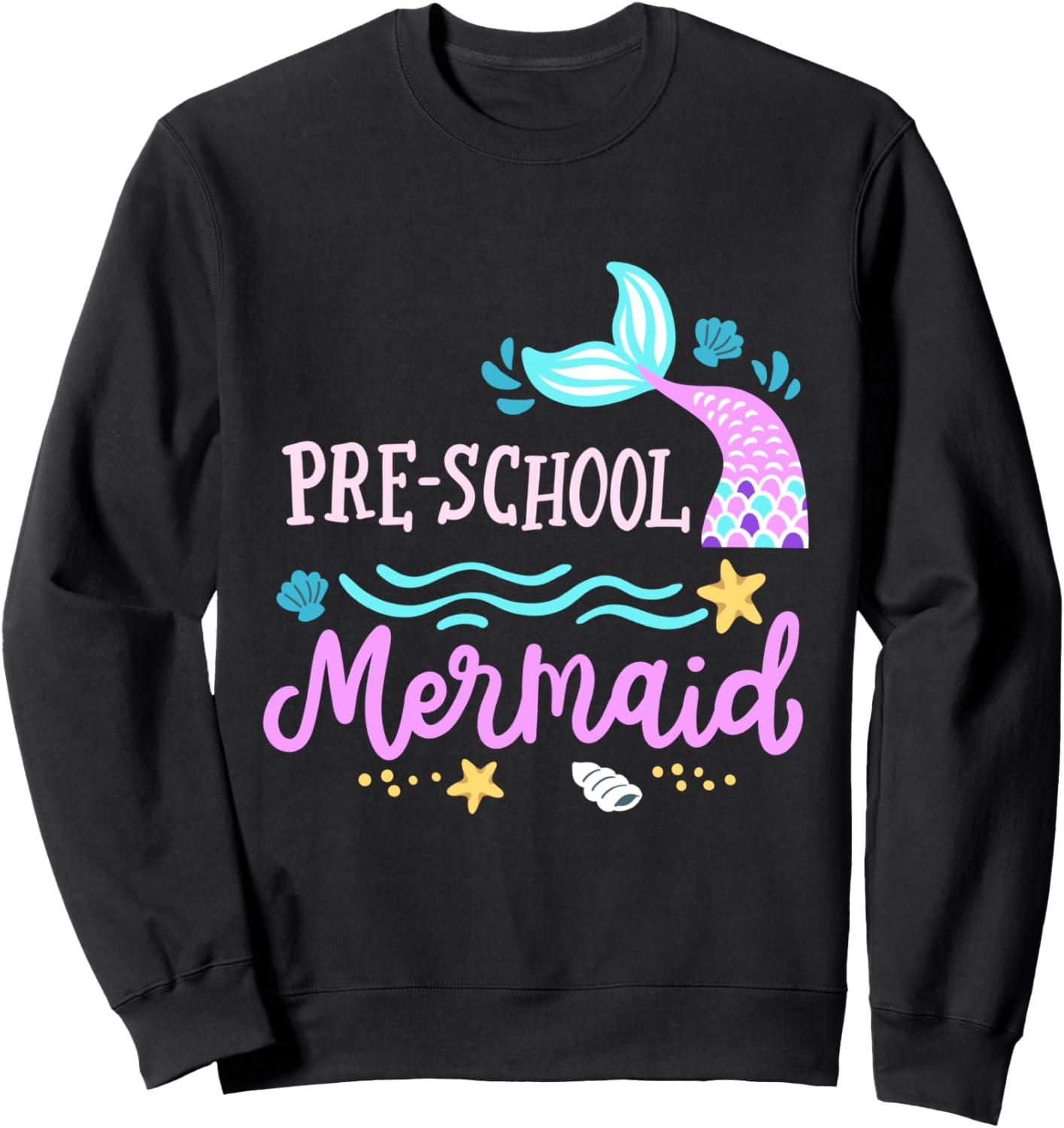 

Милая толстовка с русалочкой для дошкольниц, для первого дня в школе Mermaid Back To School Little Girls Gift Store, черный