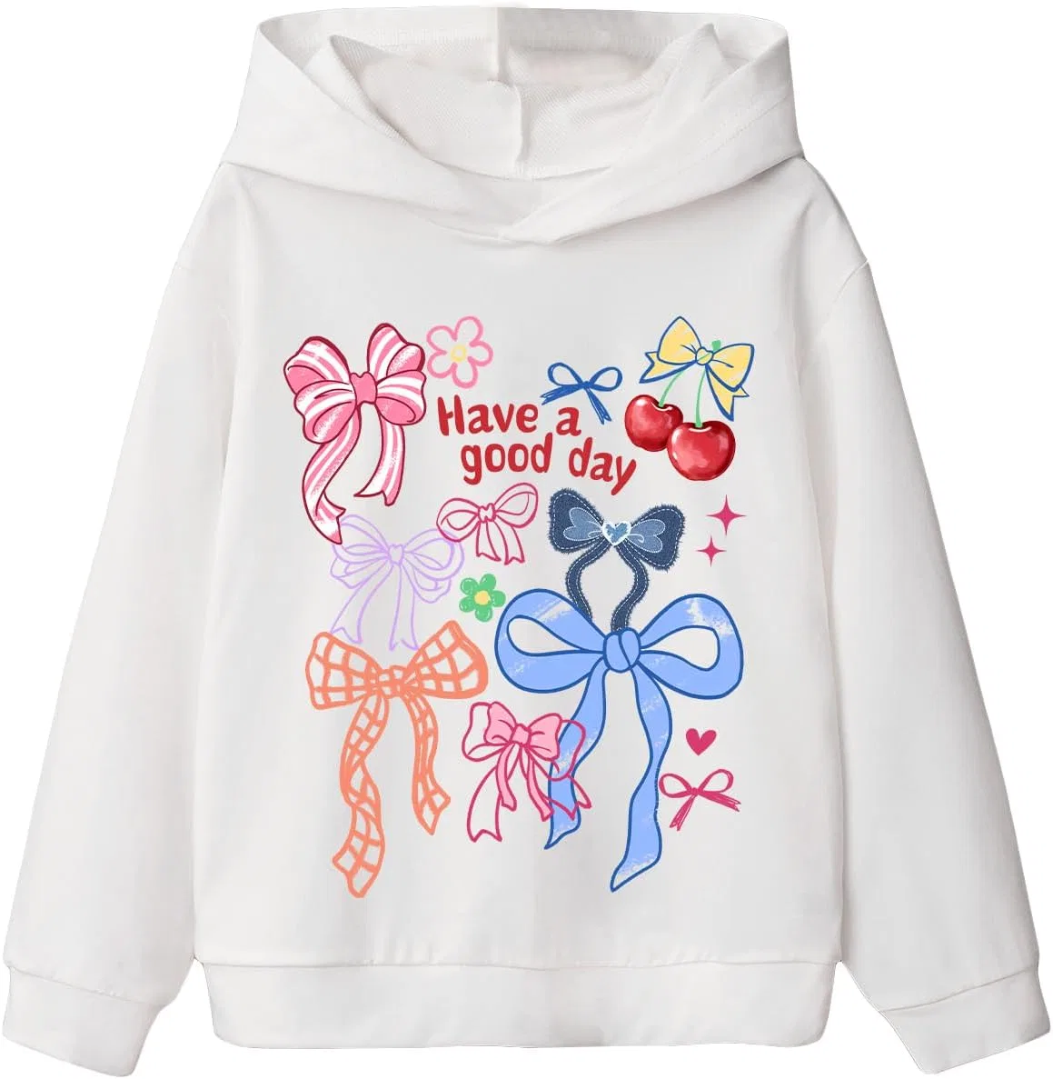 Худи детское с принтом, COZYEASE, цвет Bow White