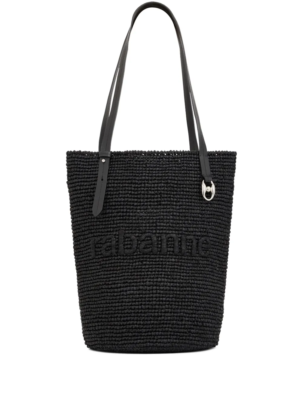 

Сумка-тоут из рафии с вышитым логотипом Rabanne, черный