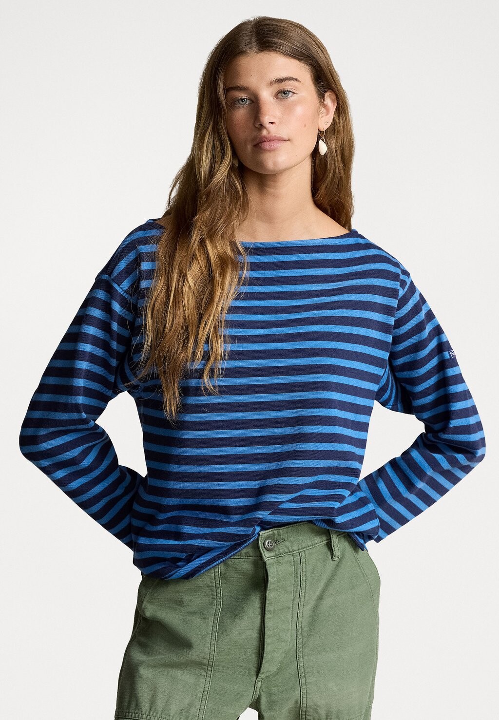 

Рубашка с длинным рукавом STRIPED BOATNECK JERSEY TEE Ralph Lauren, синий