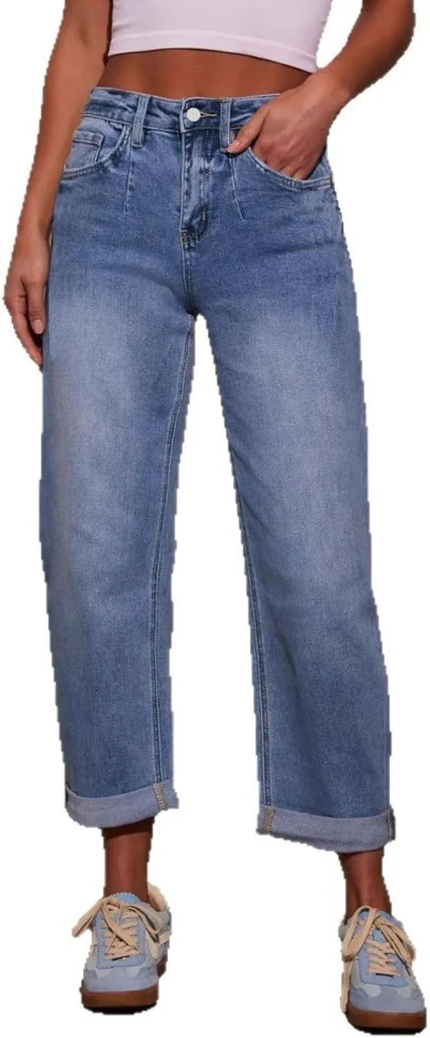 

Semshedy женские джинсы с высокой талией и прямыми штанинами