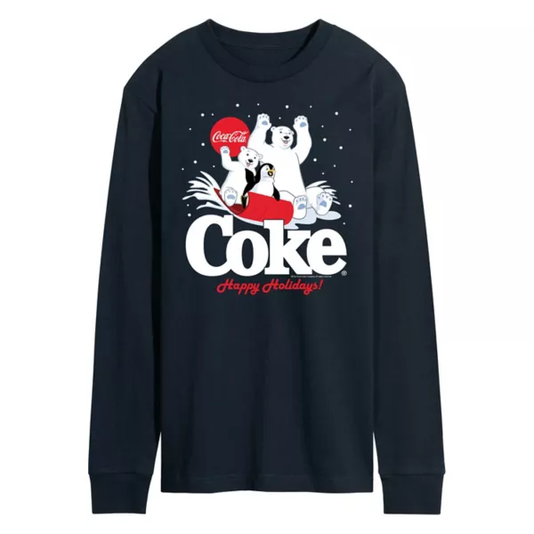 

Мужская футболка с длинным рукавом Cocacoal "Веселые праздники: катание на санках" Licensed Character, синий