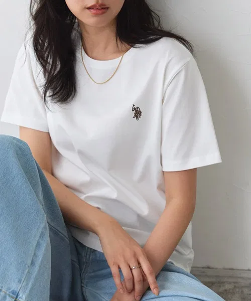 Женская футболка U.S. POLO ASSN. с логотипом Pierrot белая