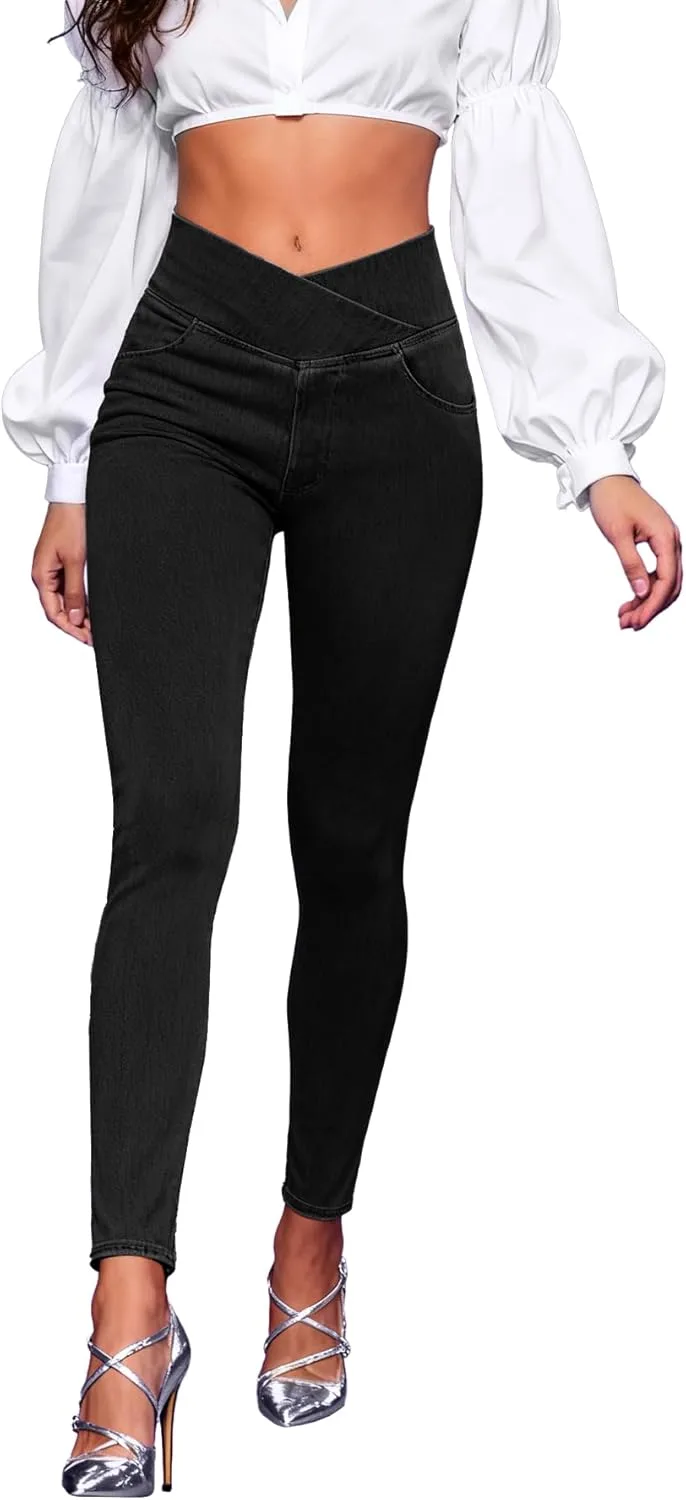 

AIMILIA Crossover Jeggings для женщин с эффектом контроля живота и высокой посадкой