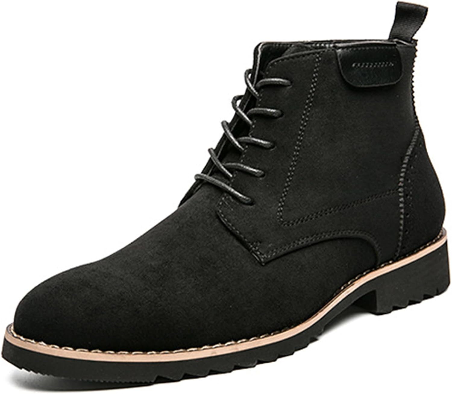 

Мужские замшевые кожаные ботинки GHIBHNA Chukka на шнуровке, удобные с округлым носком, невысоким массивным каблуком, противоскользящие, деловые ботинки до щиколотки, подходят для вождения и работы, черный