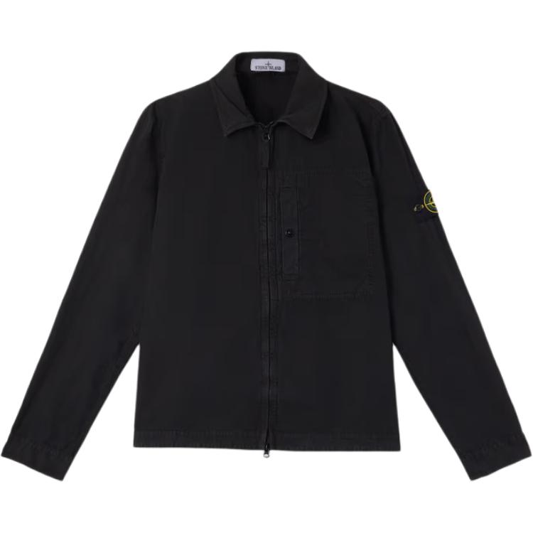 STONE ISLAND Застёгивающаяся на молнию рубашка-куртка с нашивкой компас, Black — фото 4
