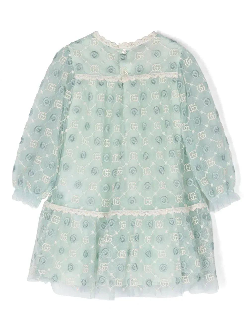 Платье из сетчатой ткани с переплетающимися буквами g Gucci Kids, синий — фото 2