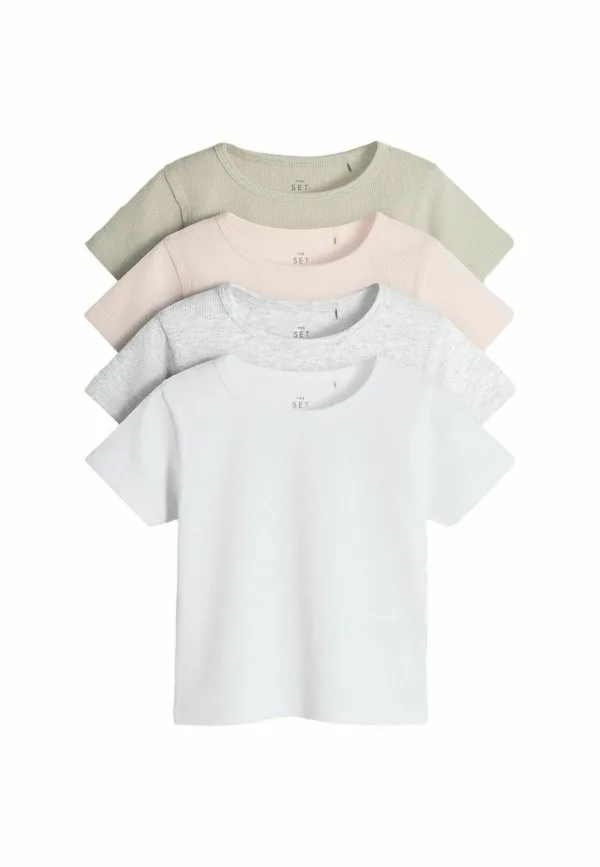 Простая футболка The Set, Pink Grey Green White