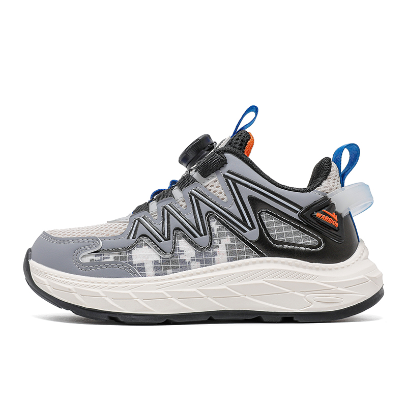 

Детские противоскользящие и износостойкие дышащие низкие кроссовки Warrior серо-черные Kids'