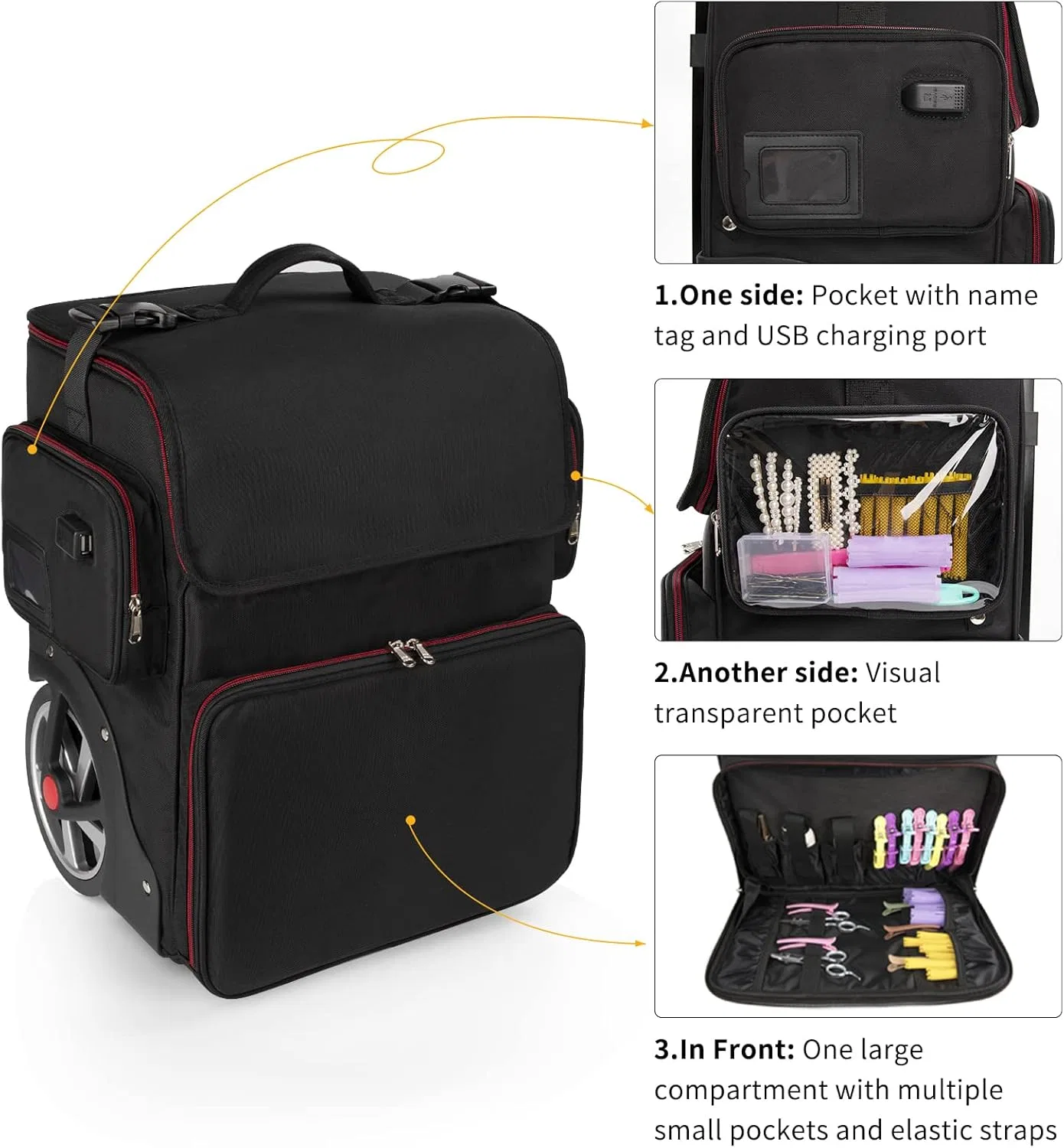 Косметичка-органайзер для парикмахера с колесами Relavel, 1 X Trolley Case — фото 4
